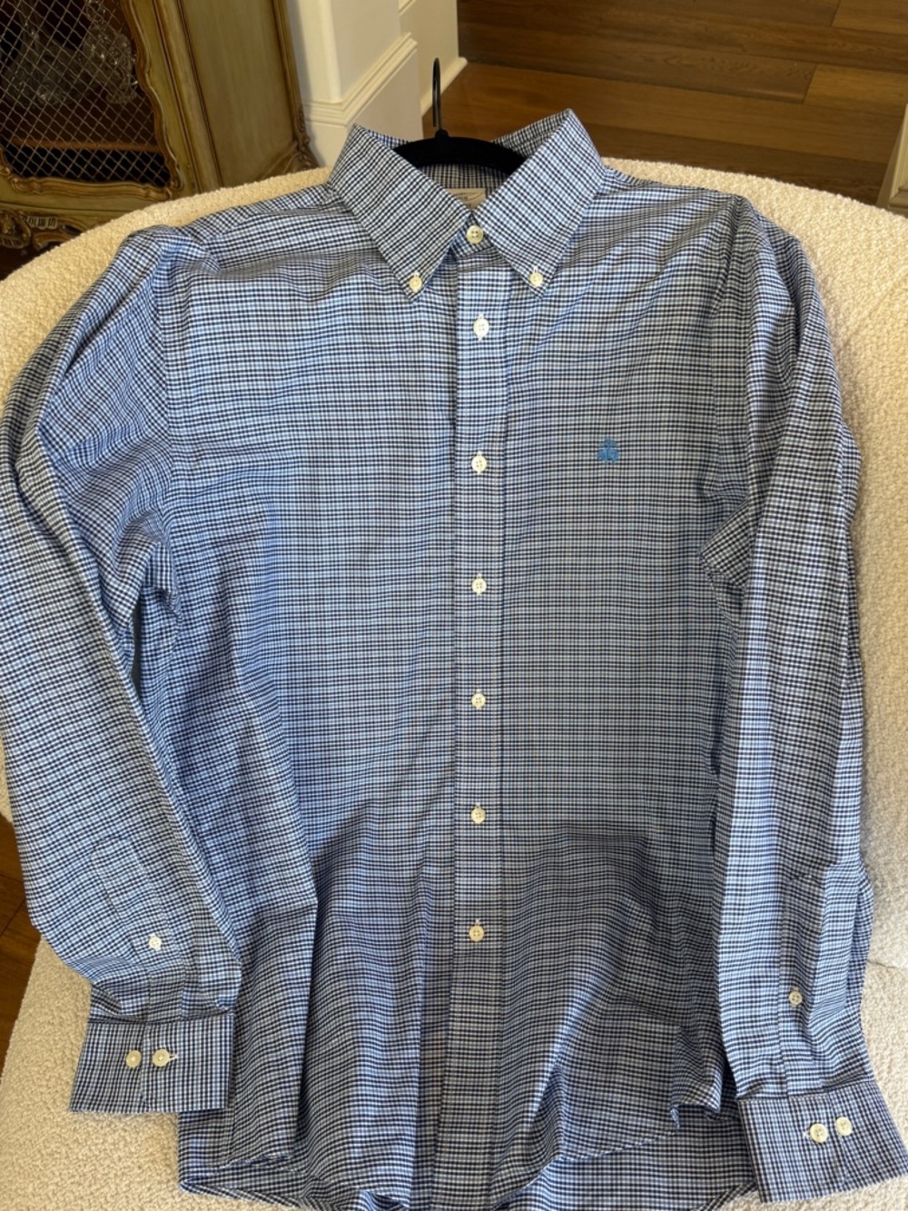Brooks Brothers Regent Supima Cotton L/S Button Down. Blues/white Check. Large